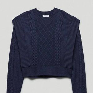 NWT Aritzia Babaton seek sweater Cable-knit shoulder pad sweater Navy